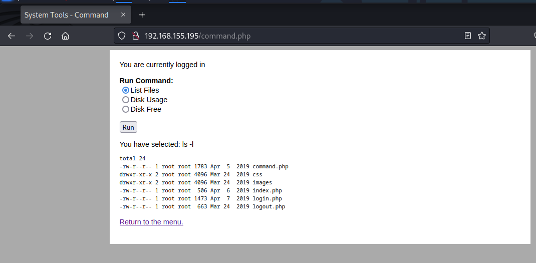 admin page